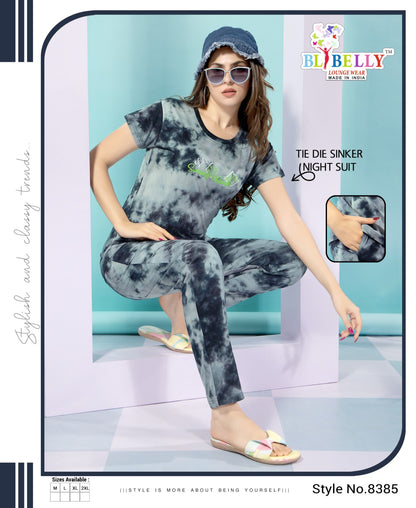 594 Belly Tie Dye Pyjama Night Suits Supplier Ahmedabad