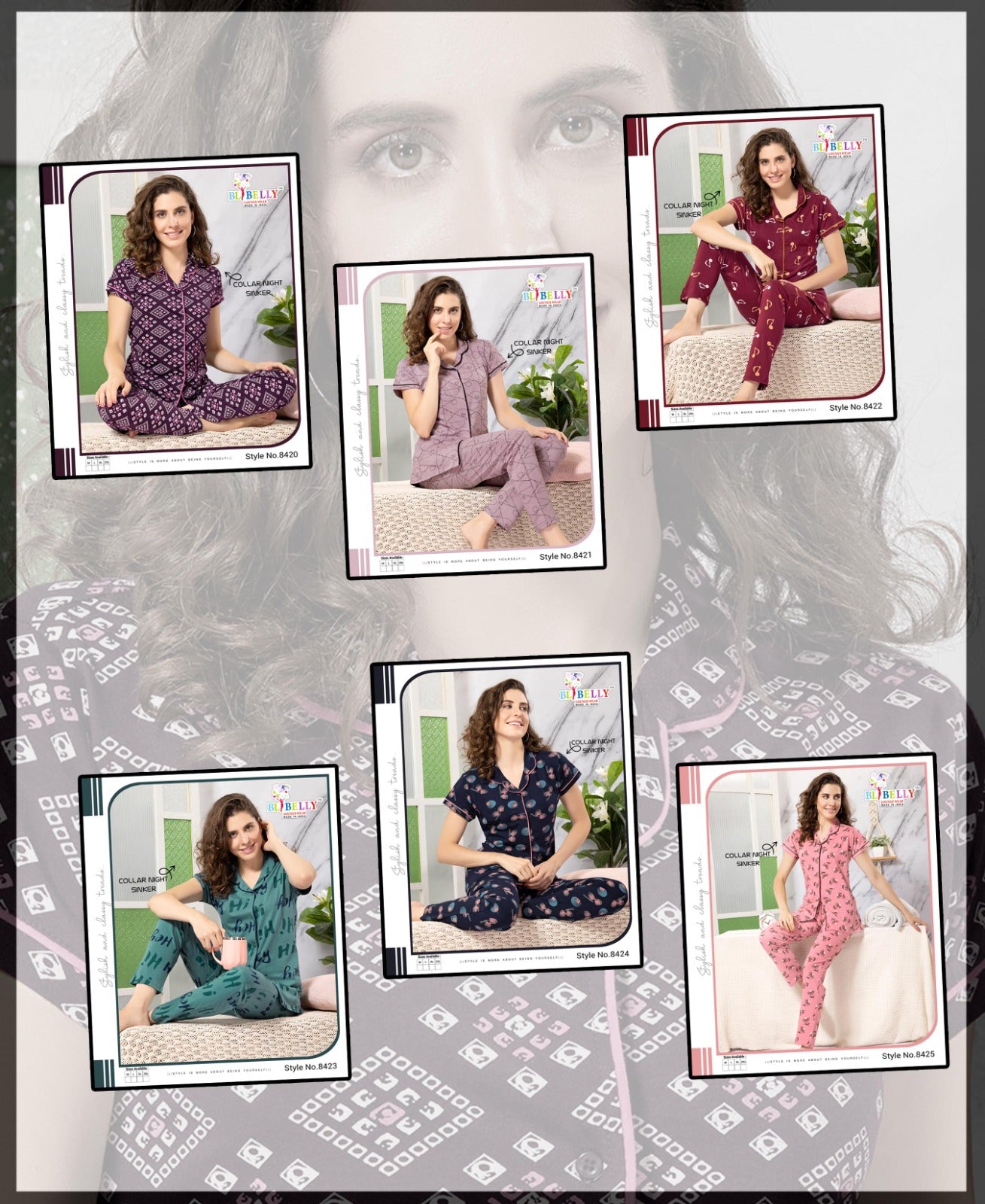 596 Belly Sinker Collar Night Suits Wholesale