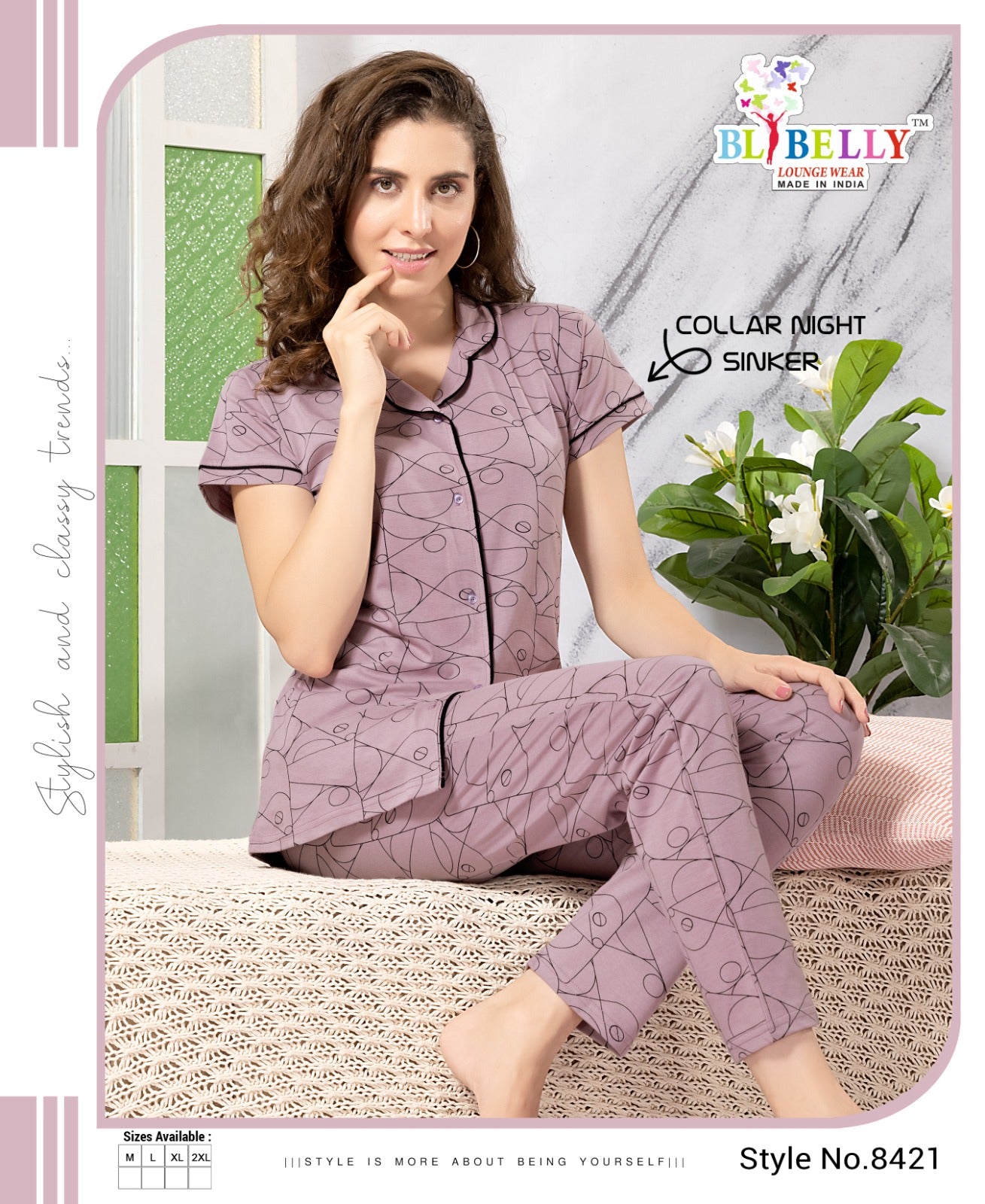 596 Belly Sinker Collar Night Suits Wholesale