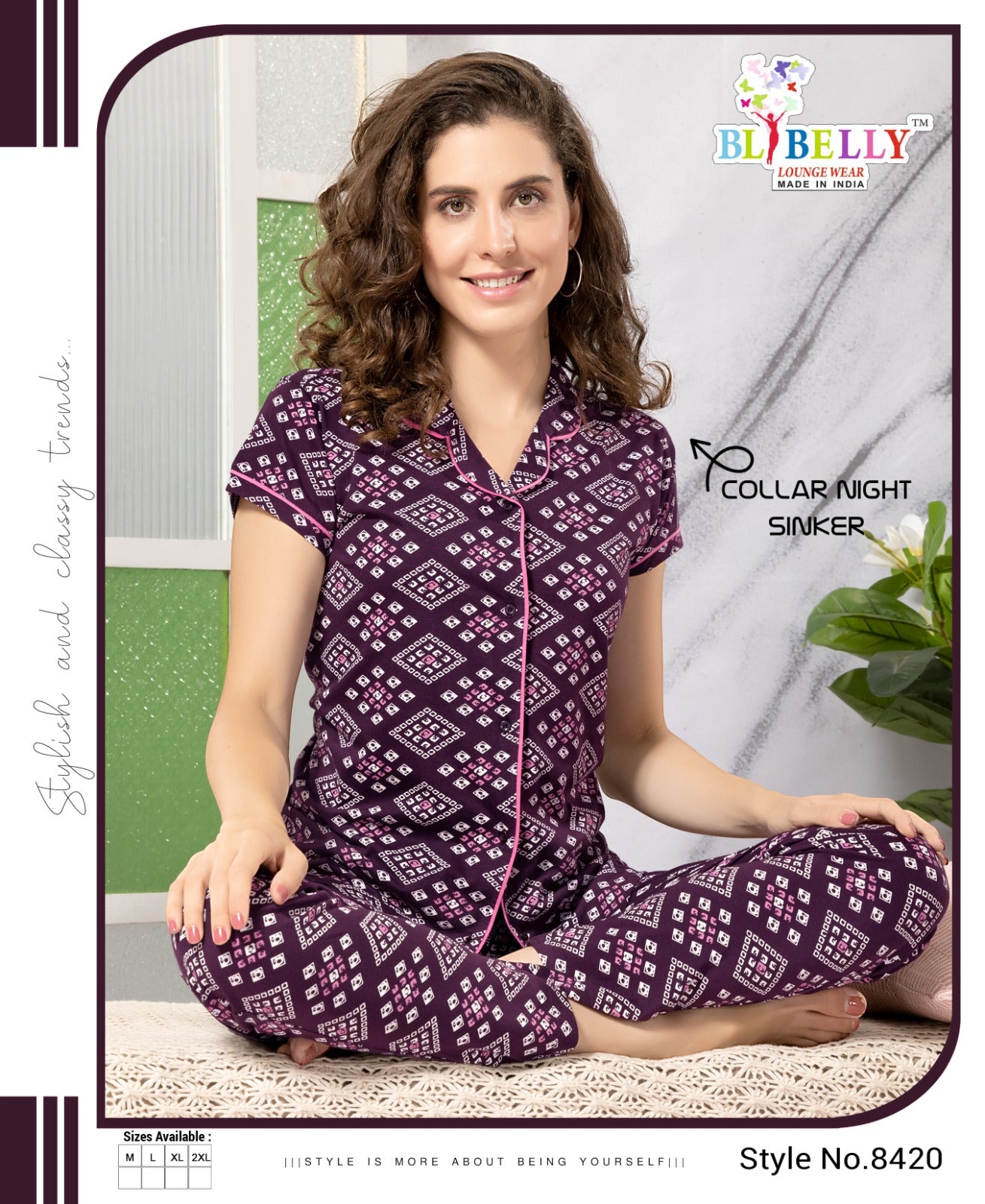 596 Belly Sinker Collar Night Suits Wholesale