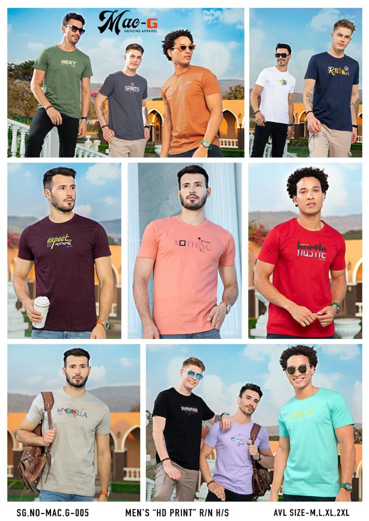 Sg No 5 Mac G Cotton Biowashed Mens Tshirts