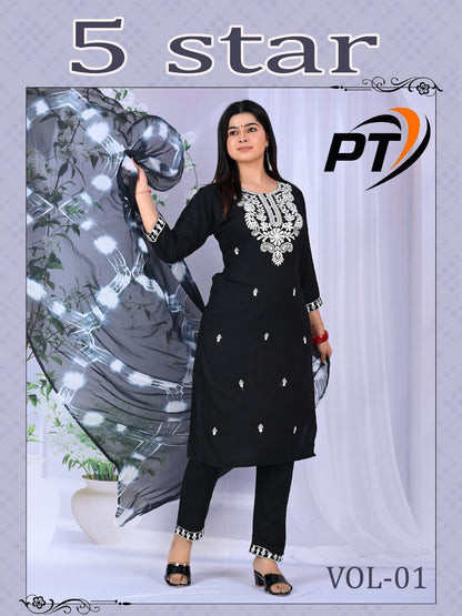 5 Star Vol 1 Pt Rayon 14Kg Readymade Pant Style Suits Wholesale Price
