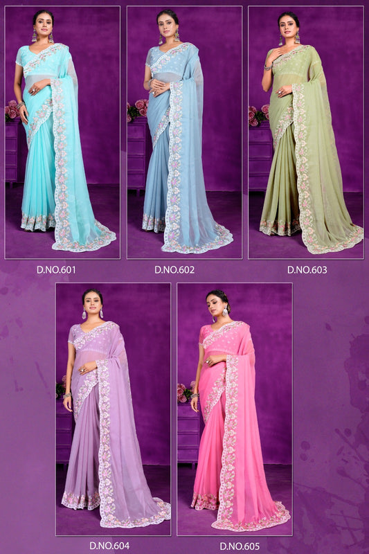 601-605 Prima Simmer Sarees Exporter Gujarat