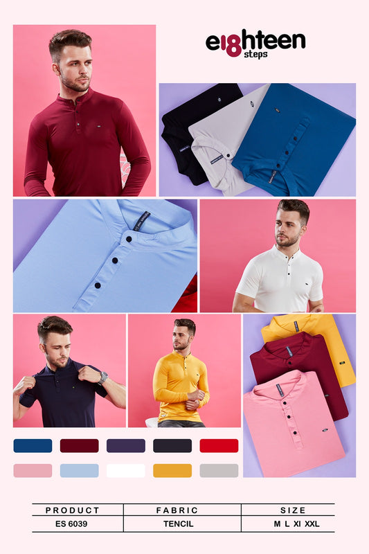6039 Eighteen Steps Tencil Lycra Mens Tshirts Supplier