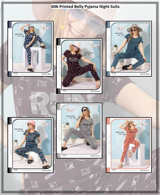 606 Printed Belly Sinker Pyjama Night Suits Manufacturer India
