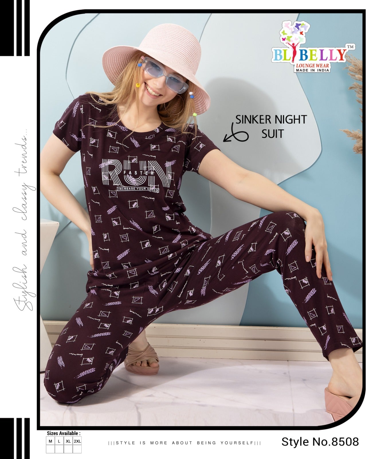 606 Printed Belly Sinker Pyjama Night Suits Manufacturer India