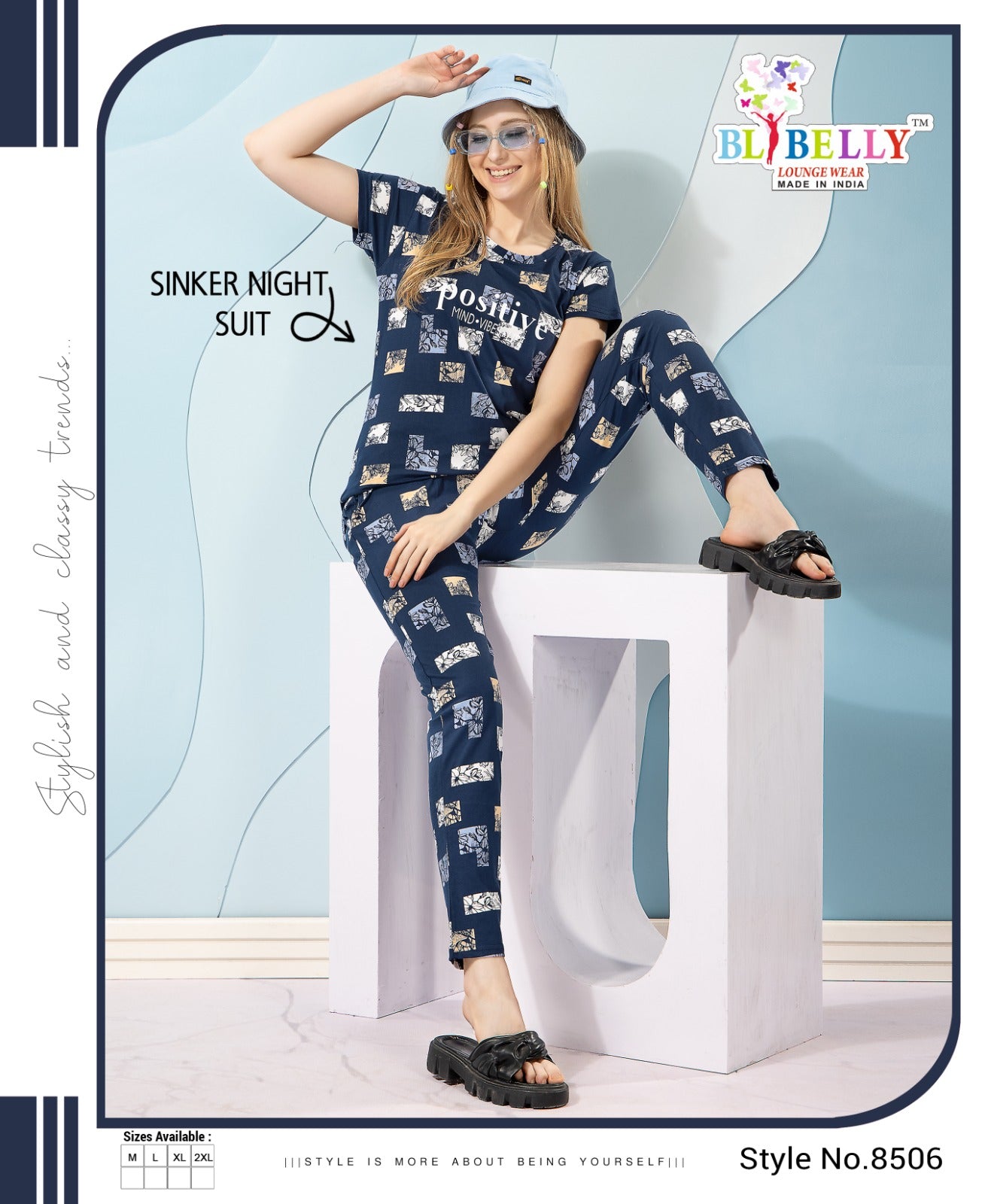 606 Printed Belly Sinker Pyjama Night Suits Manufacturer India