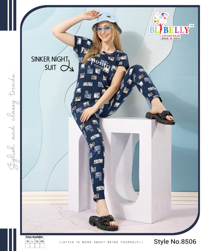 606 Printed Belly Sinker Pyjama Night Suits Manufacturer India