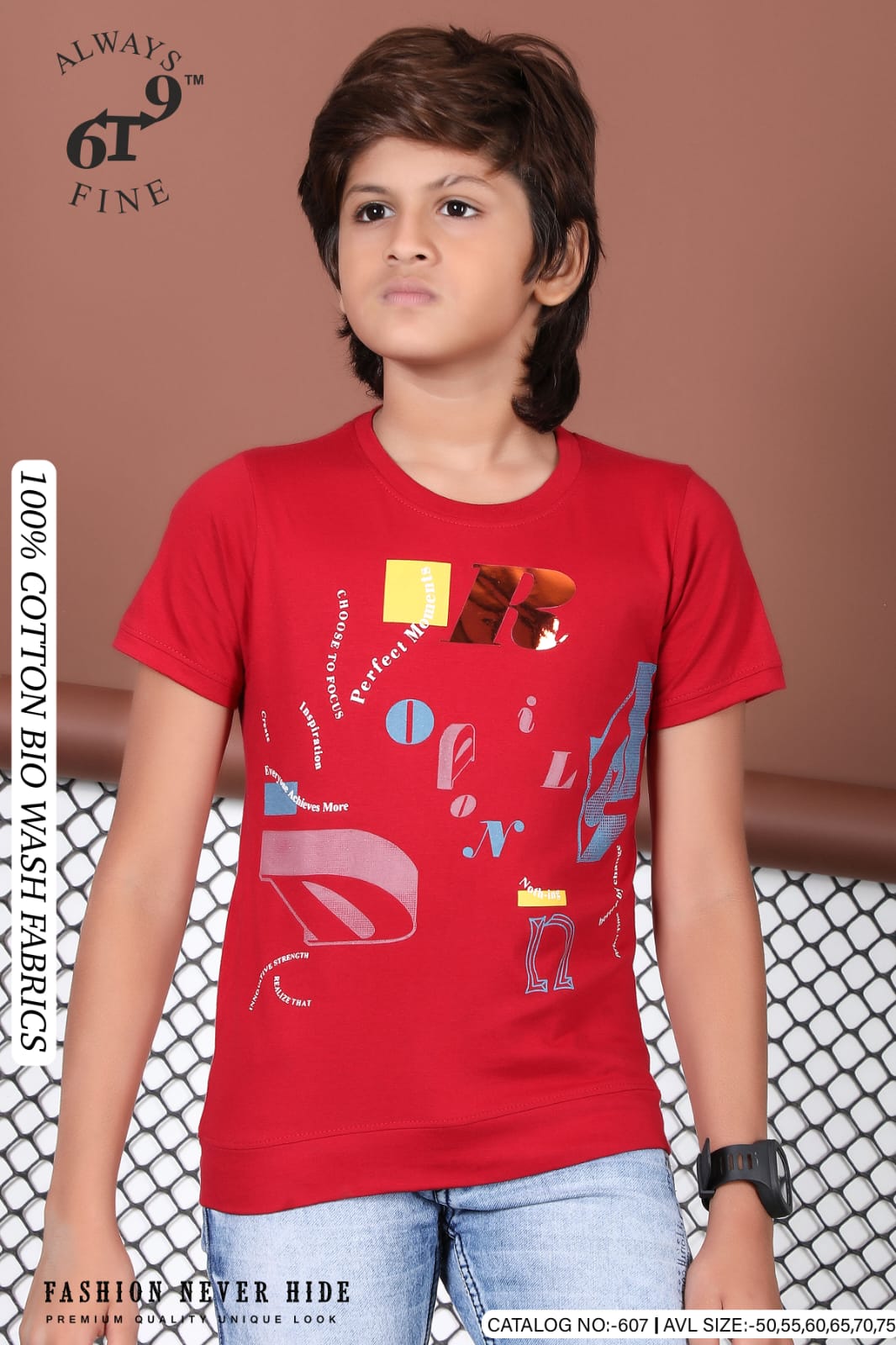 607 6T9 Cotton Biowashed Boys Tshirt Manufacturer Ahmedabad