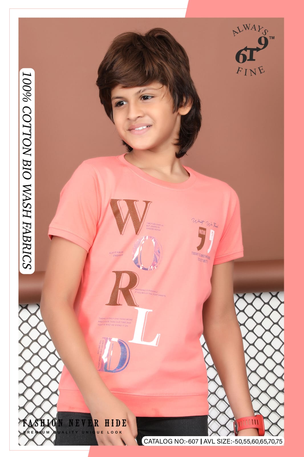 607 6T9 Cotton Biowashed Boys Tshirt Manufacturer Ahmedabad