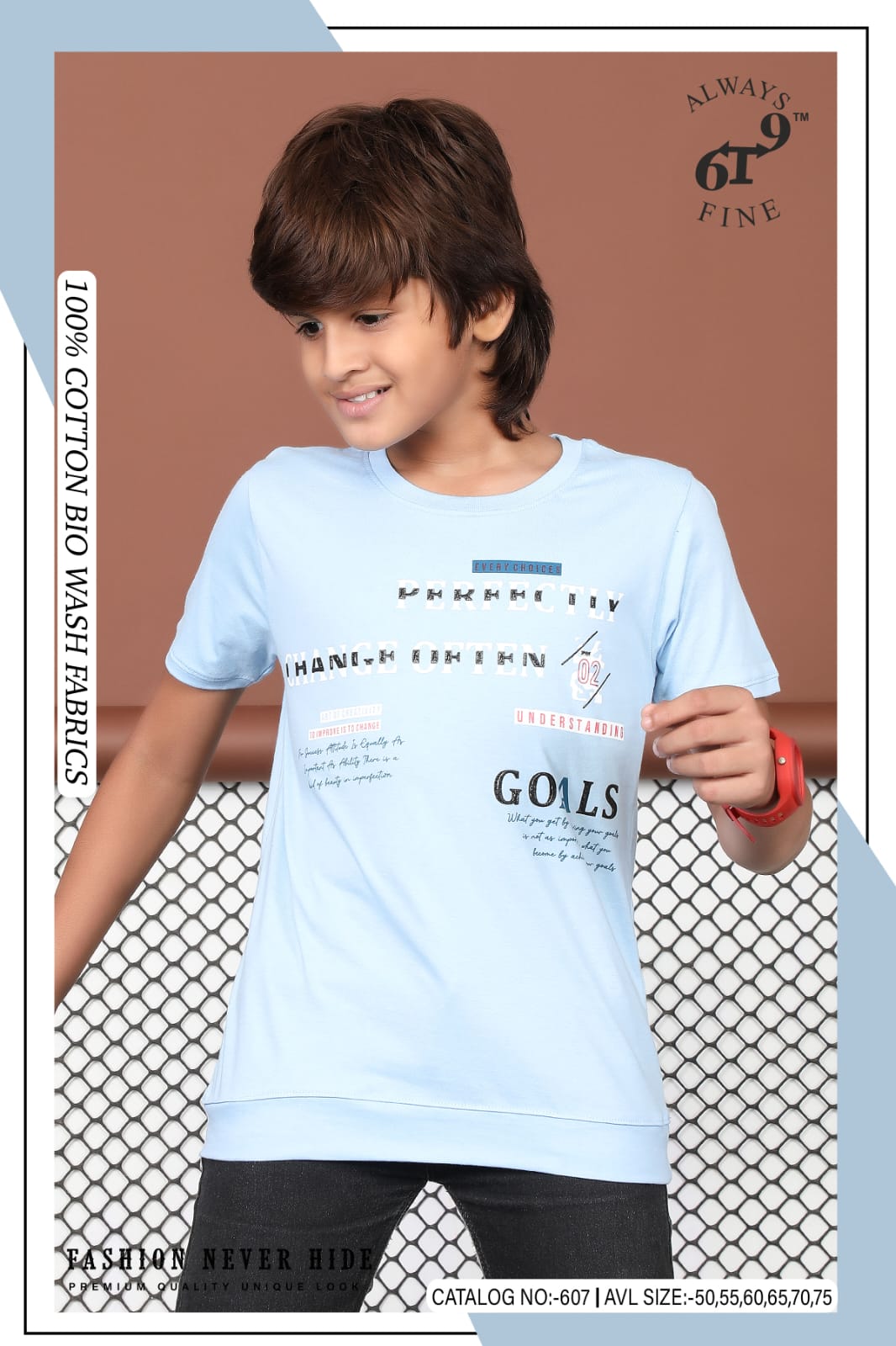 607 6T9 Cotton Biowashed Boys Tshirt Manufacturer Ahmedabad