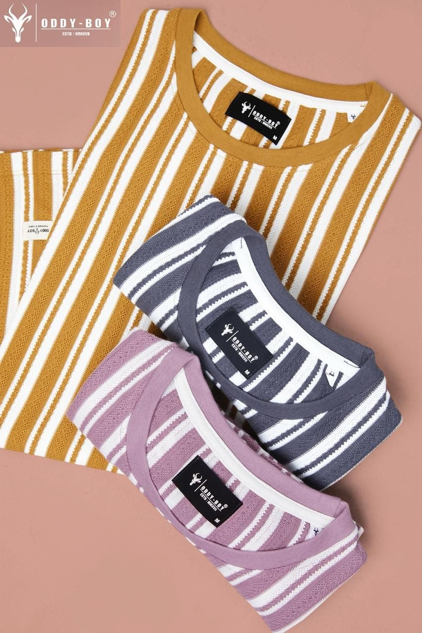 608 Vs 19-21 Oddy Boy Vertical Jacquard Stripes Mens Tshirts Exporter India