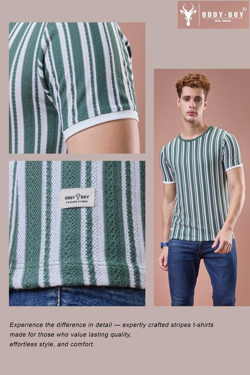 608 Vs 19-21 Oddy Boy Vertical Jacquard Stripes Mens Tshirts Exporter India