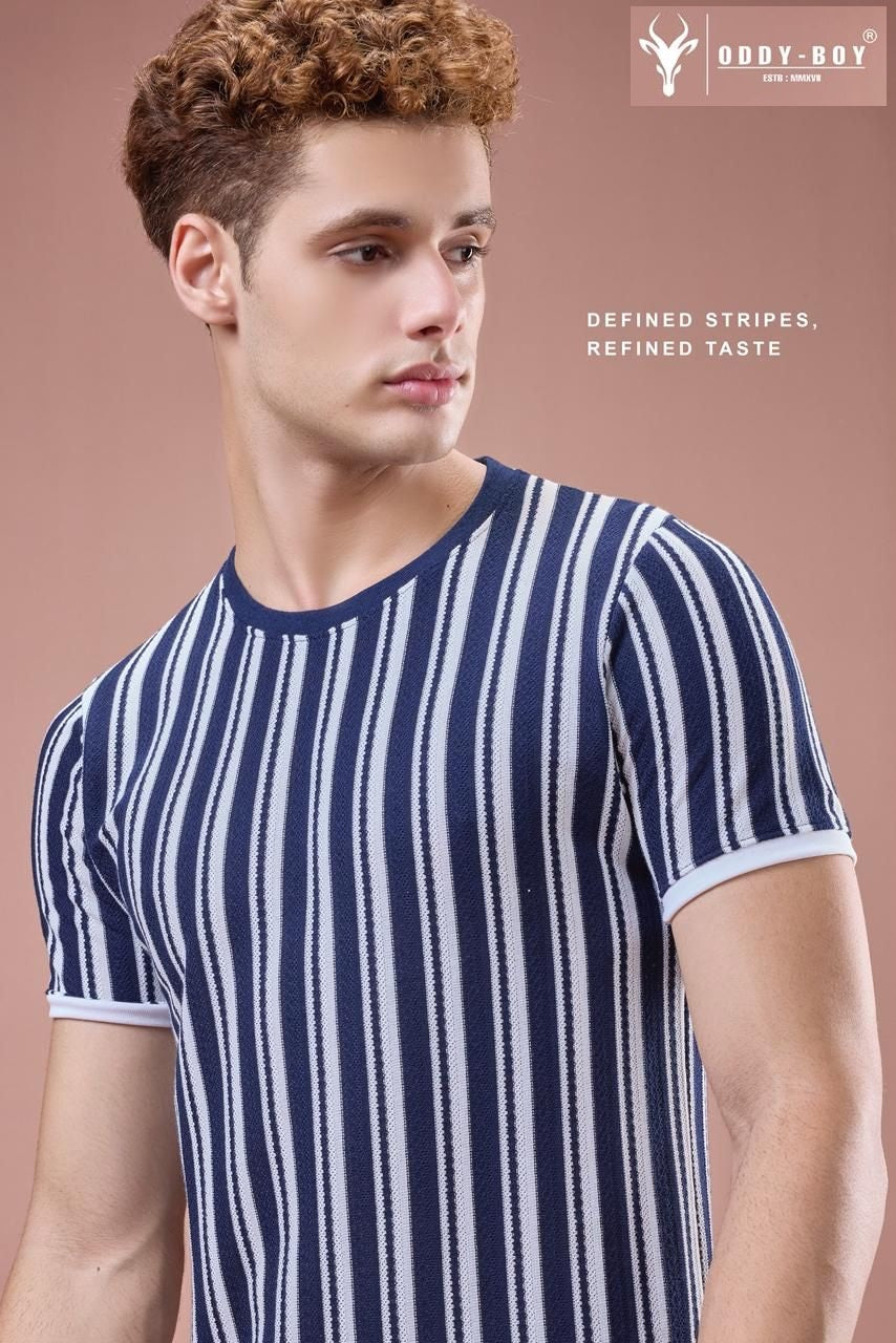 608 Vs 19-21 Oddy Boy Vertical Jacquard Stripes Mens Tshirts Exporter India