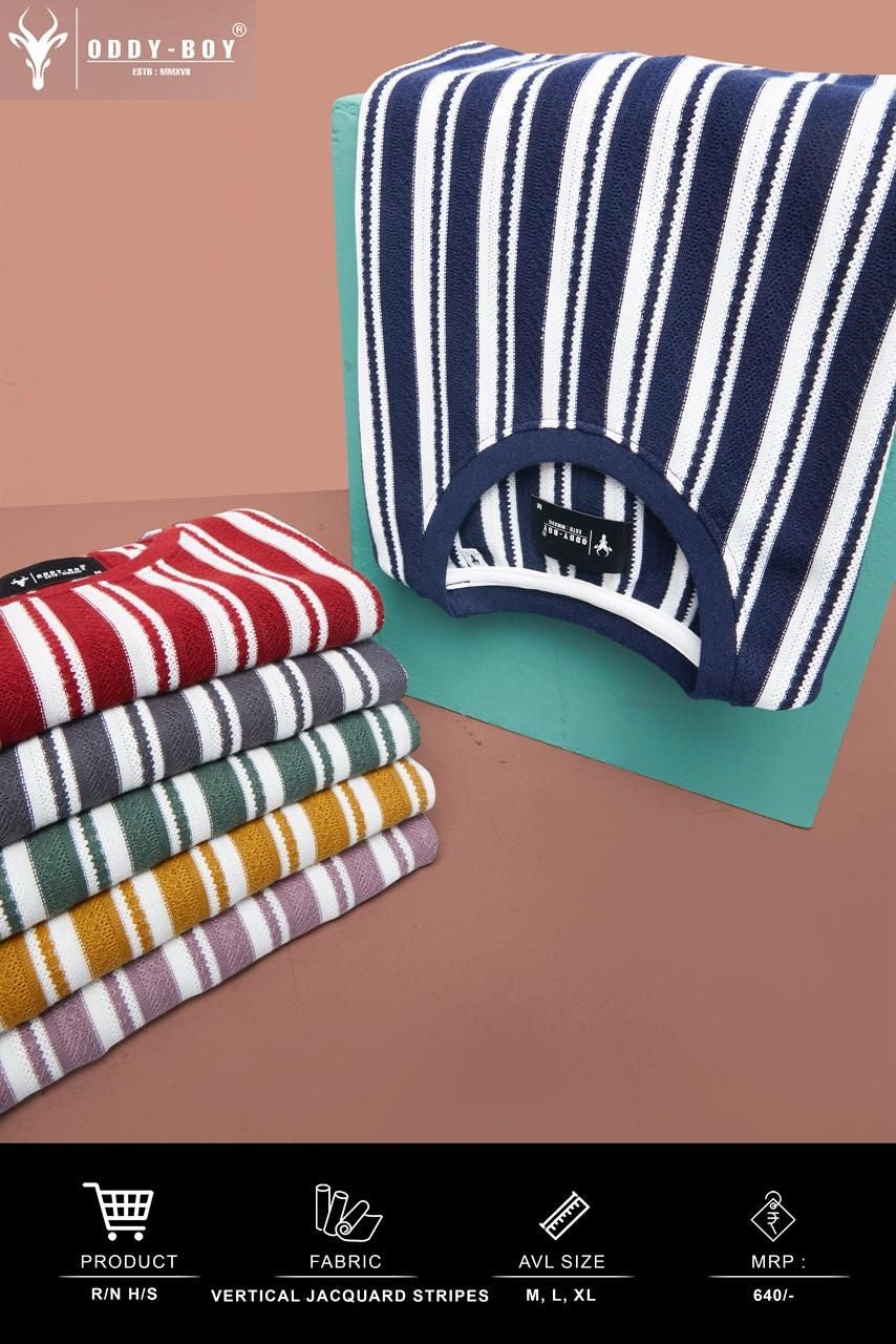 608 Vs 19-21 Oddy Boy Vertical Jacquard Stripes Mens Tshirts Exporter India
