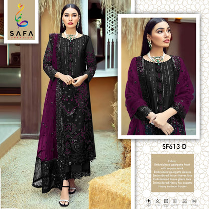 613A To 613H New Colours Safa Creation Georgette Pakistani Salwar Suits Manufacturer