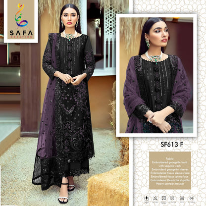 613A To 613H New Colours Safa Creation Georgette Pakistani Salwar Suits Manufacturer