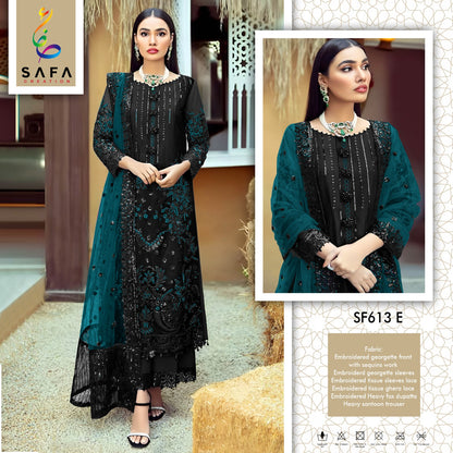 613A To 613H New Colours Safa Creation Georgette Pakistani Salwar Suits Manufacturer