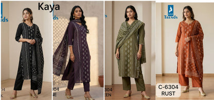Design 6304 Kaya Trends Readymade Cotton Pant Suits Exporter