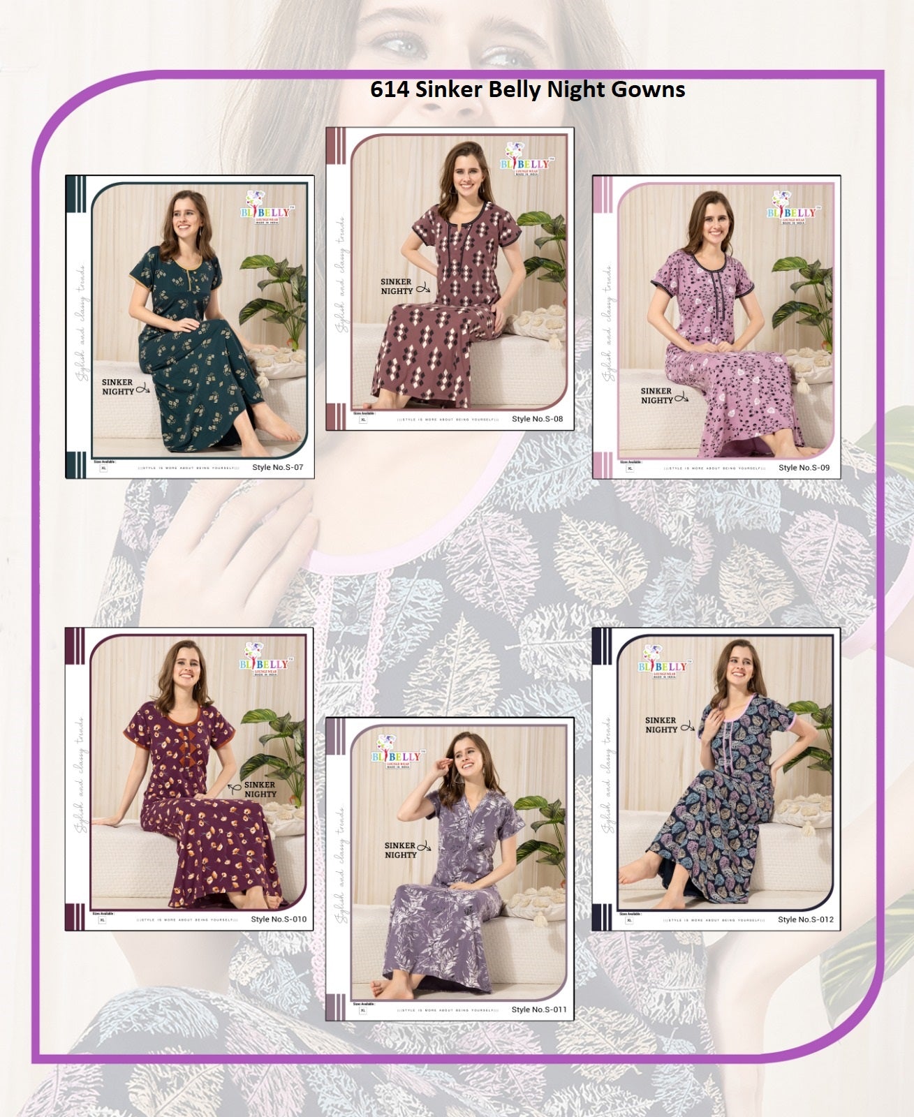 614 Discharge Print Belly Sinker Night Gowns Wholesaler Ahmedabad
