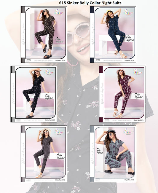 615 Printed Belly Sinker Collar Night Suits Manufacturer Ahmedabad