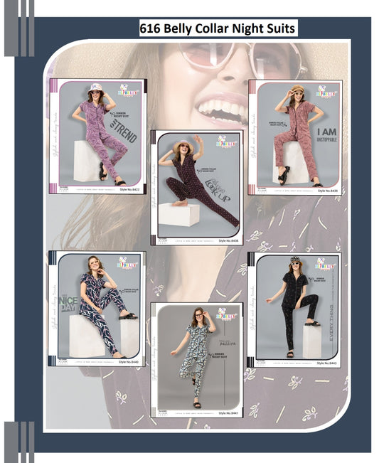 616 Printed Belly Sinker Collar Night Suits Manufacturer Ahmedabad