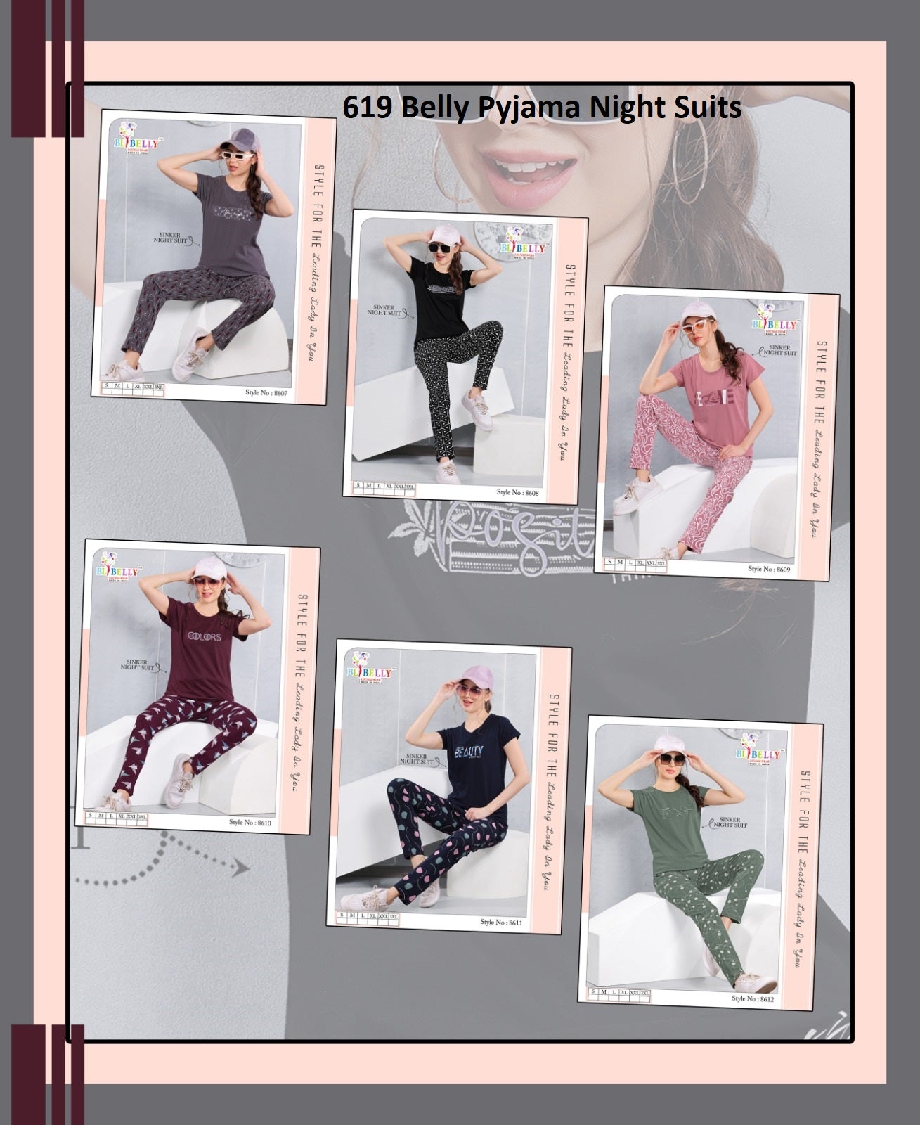 619 Belly Sinker Pyjama Night Suits Wholesaler