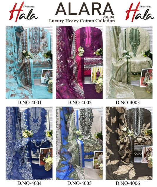 Alara Vol 4 Luxury Heavy Cotton Collection Hala Karachi Salwar Suits Wholesaler