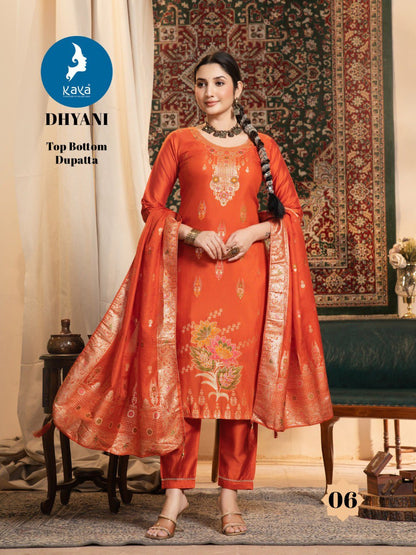 Dhyani Kaya Chanderi Readymade Pant Style Suits Wholesaler Ahmedabad