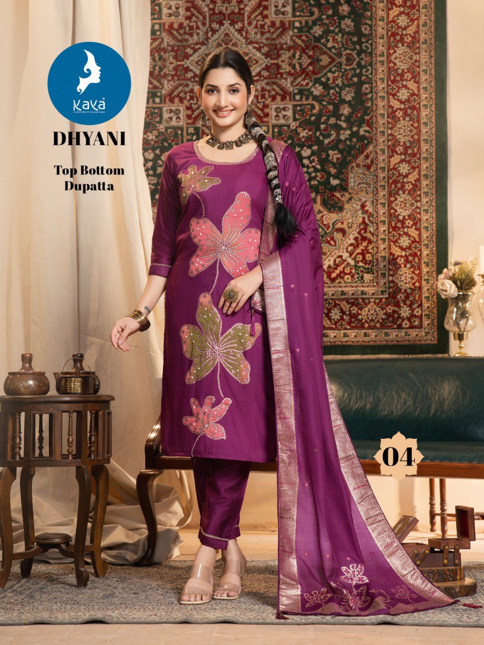 Dhyani Kaya Chanderi Readymade Pant Style Suits Wholesaler Ahmedabad