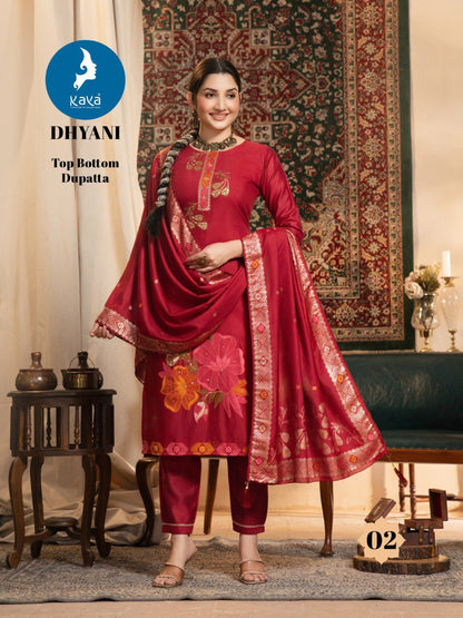 Dhyani Kaya Chanderi Readymade Pant Style Suits Wholesaler Ahmedabad