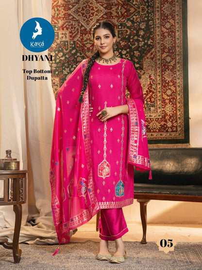 Dhyani Kaya Chanderi Readymade Pant Style Suits Wholesaler Ahmedabad