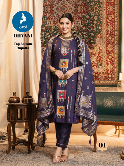 Dhyani Kaya Chanderi Readymade Pant Style Suits Wholesaler Ahmedabad