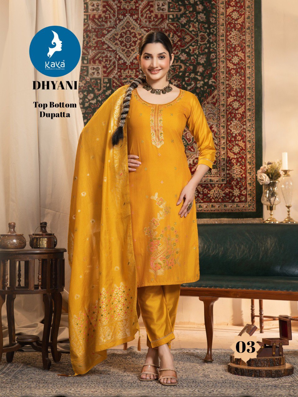 Dhyani Kaya Chanderi Readymade Pant Style Suits Wholesaler Ahmedabad
