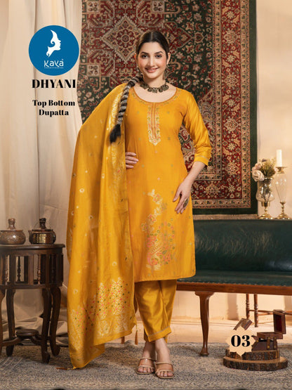 Dhyani Kaya Chanderi Readymade Pant Style Suits Wholesaler Ahmedabad