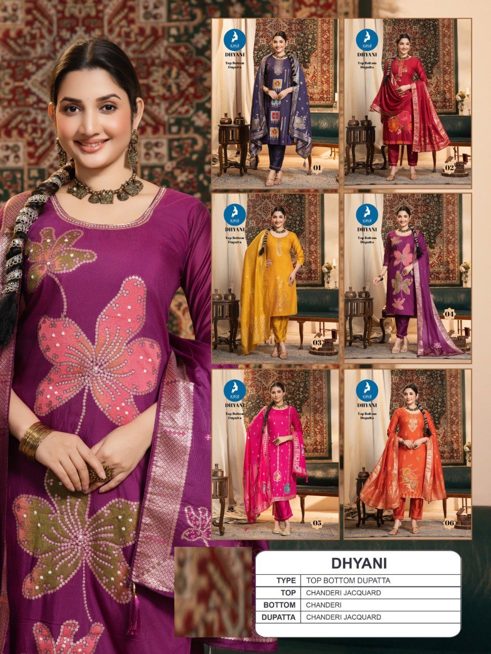 Dhyani Kaya Chanderi Readymade Pant Style Suits Wholesaler Ahmedabad