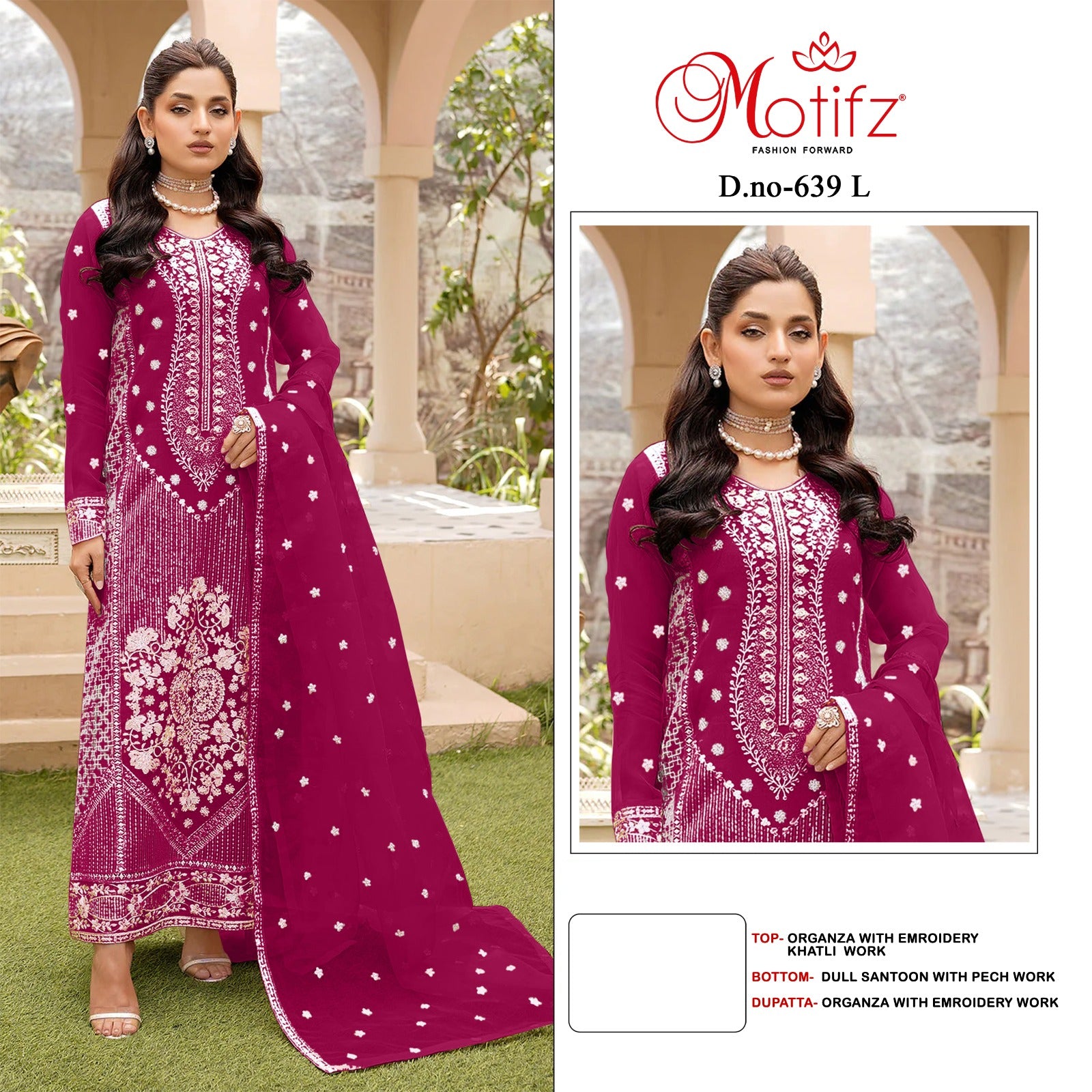 639 Klmn Motifz Organza Pakistani Salwar Suits Supplier Ahmedabad