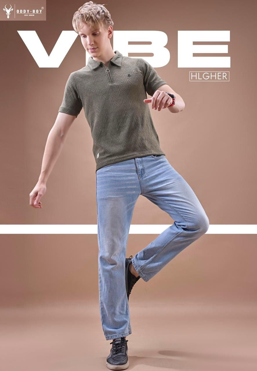 659 Cpe 19-22 Oddy Boy Jacquard Knit Mens Tshirts Supplier Gujarat