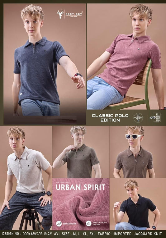 659 Cpe 19-22 Oddy Boy Jacquard Knit Mens Tshirts Supplier Gujarat