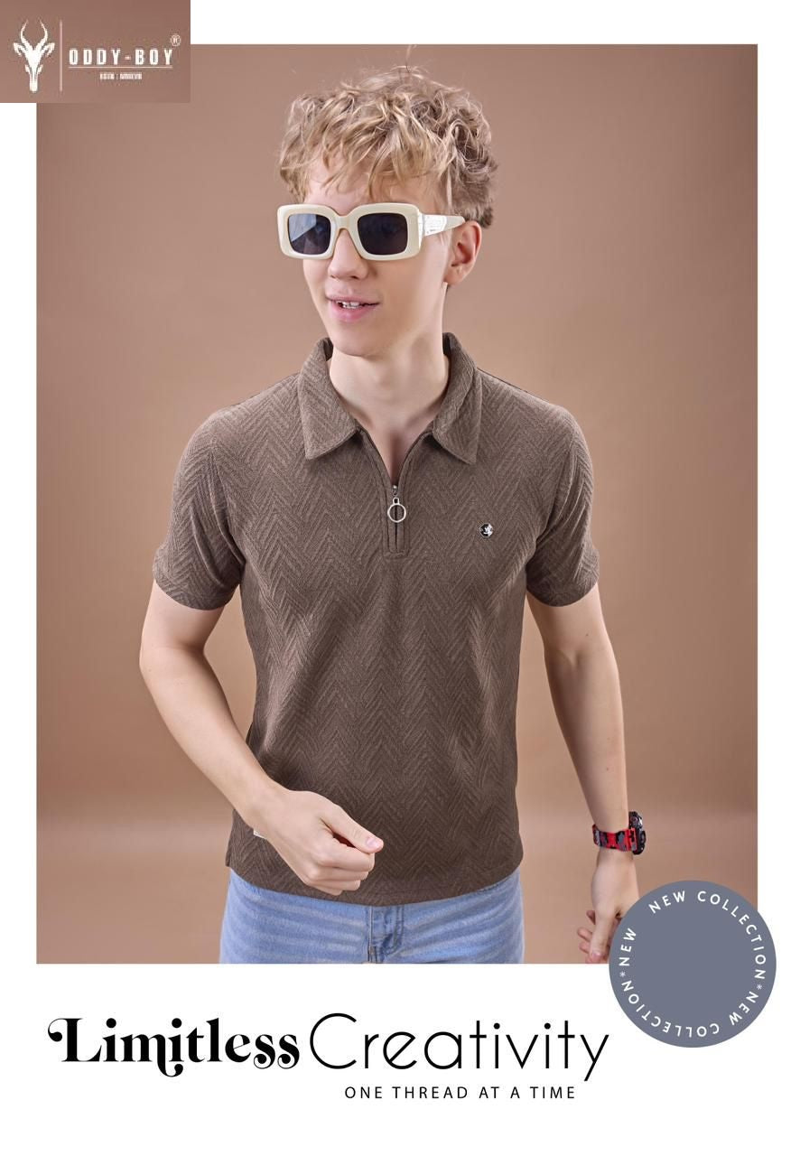 659 Cpe 19-22 Oddy Boy Jacquard Knit Mens Tshirts Supplier Gujarat