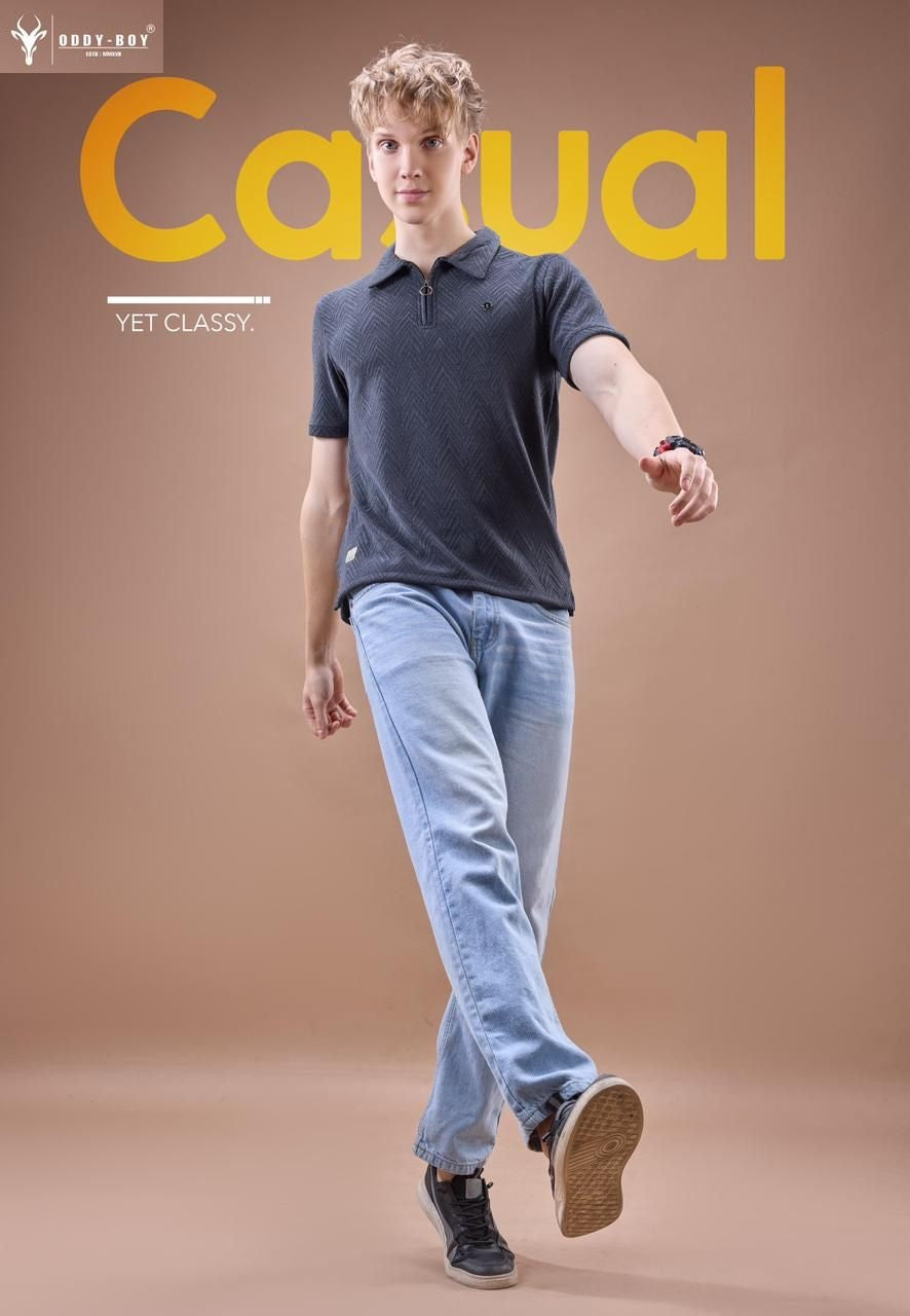659 Cpe 19-22 Oddy Boy Jacquard Knit Mens Tshirts Supplier Gujarat