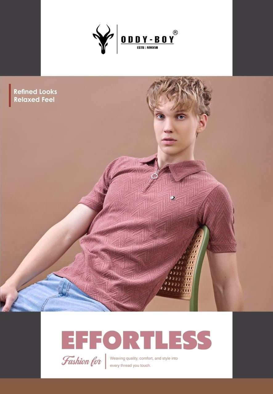 659 Cpe 19-22 Oddy Boy Jacquard Knit Mens Tshirts Supplier Gujarat
