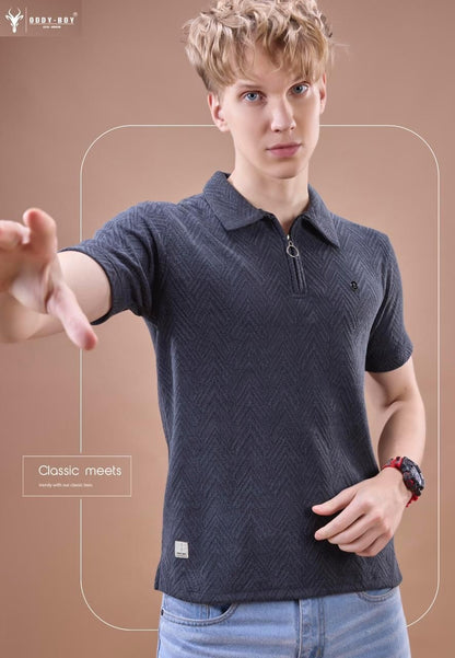 659 Cpe 19-22 Oddy Boy Jacquard Knit Mens Tshirts Supplier Gujarat