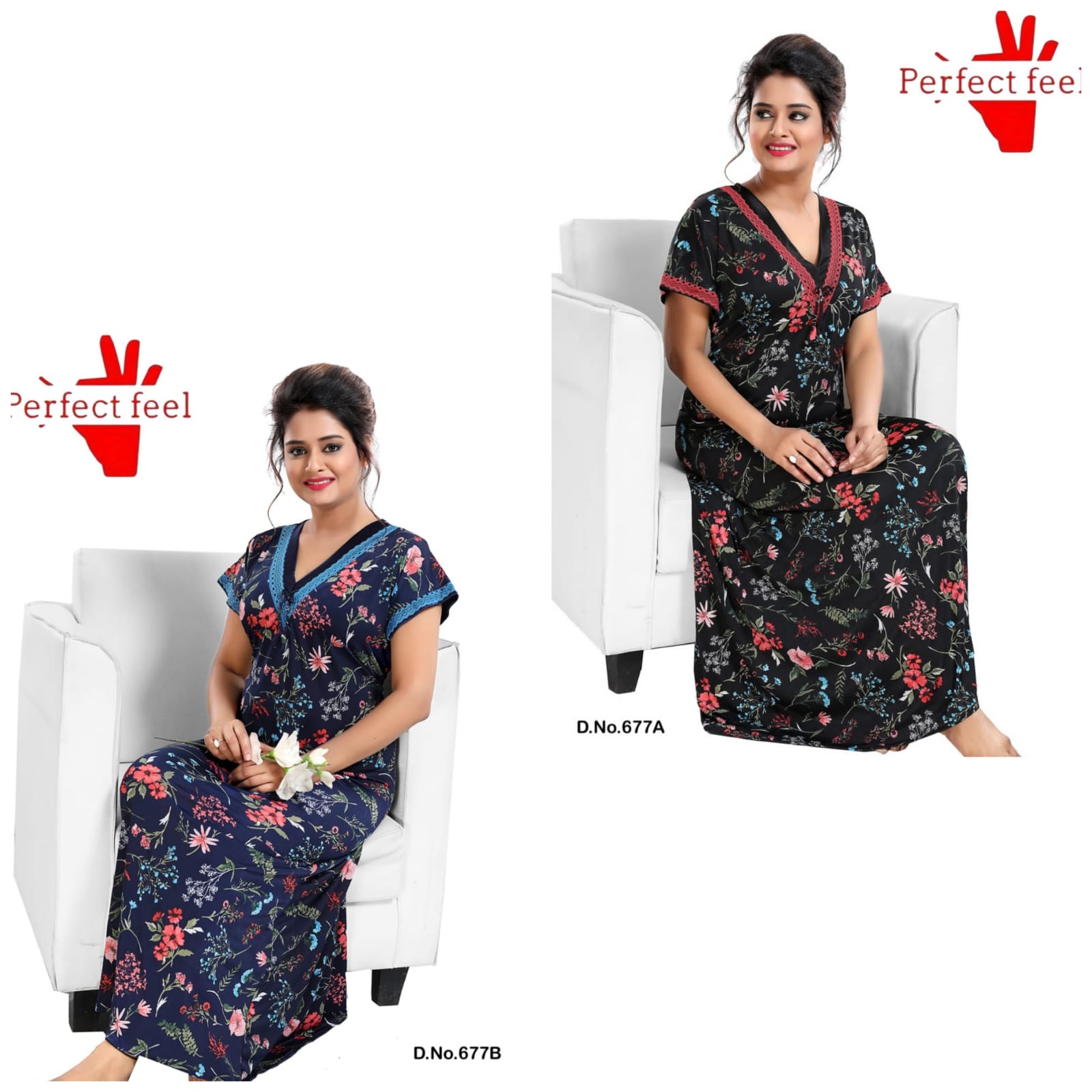 677 Perfect Feel Textured Night Gowns Manufacturer Ahmedabad