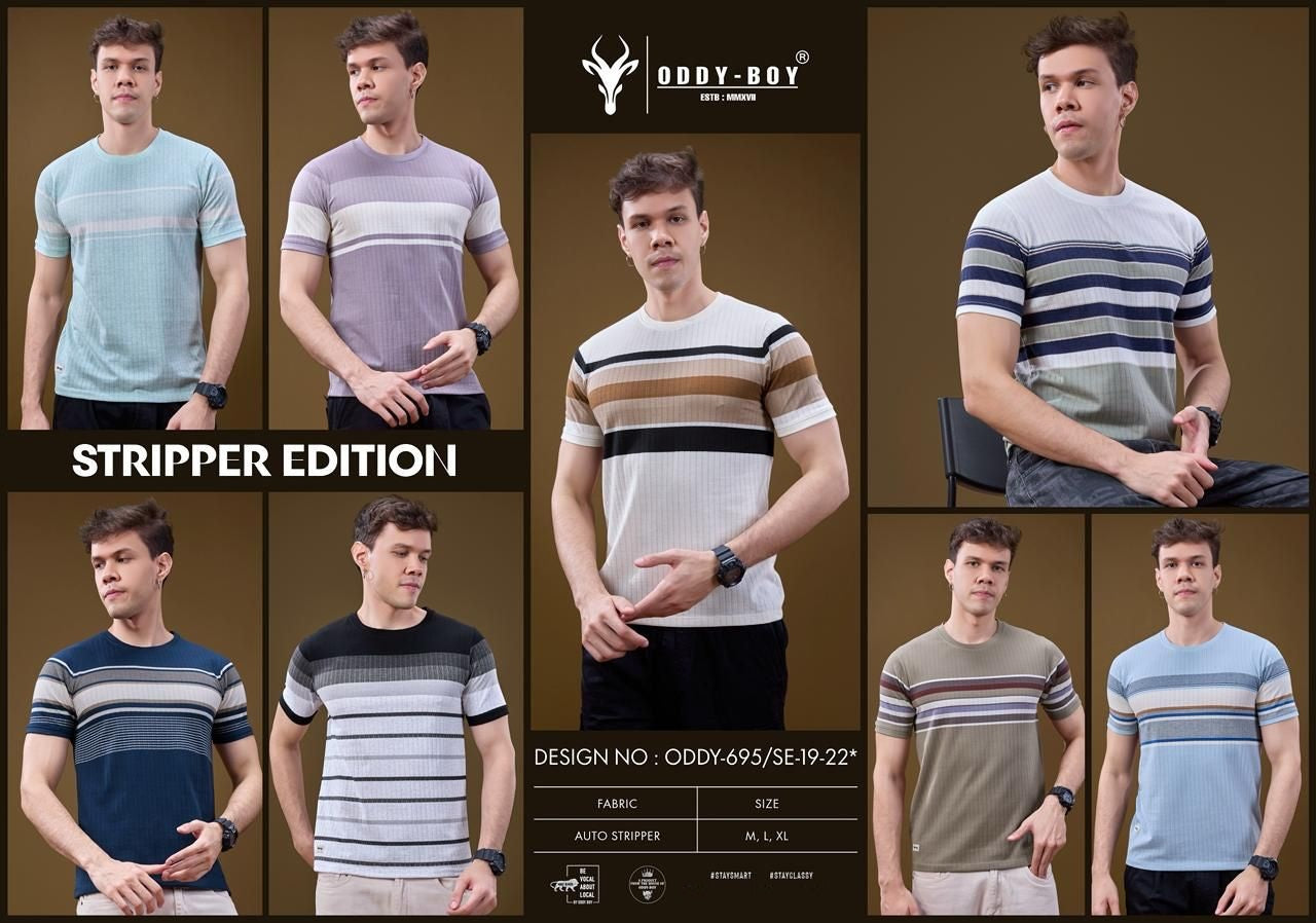 695 Se 19-22 Oddy Boy Auto Stripes Mens Tshirts Wholesaler India
