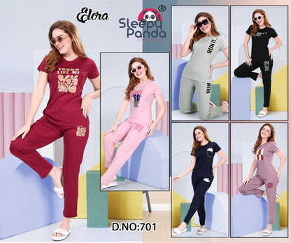 701 Elora Sleepy Panda Tencil Pyjama Night Suits Manufacturer India