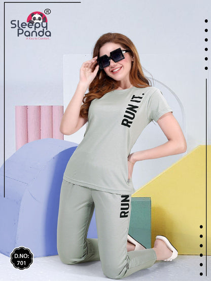 701 Elora Sleepy Panda Tencil Pyjama Night Suits Manufacturer India