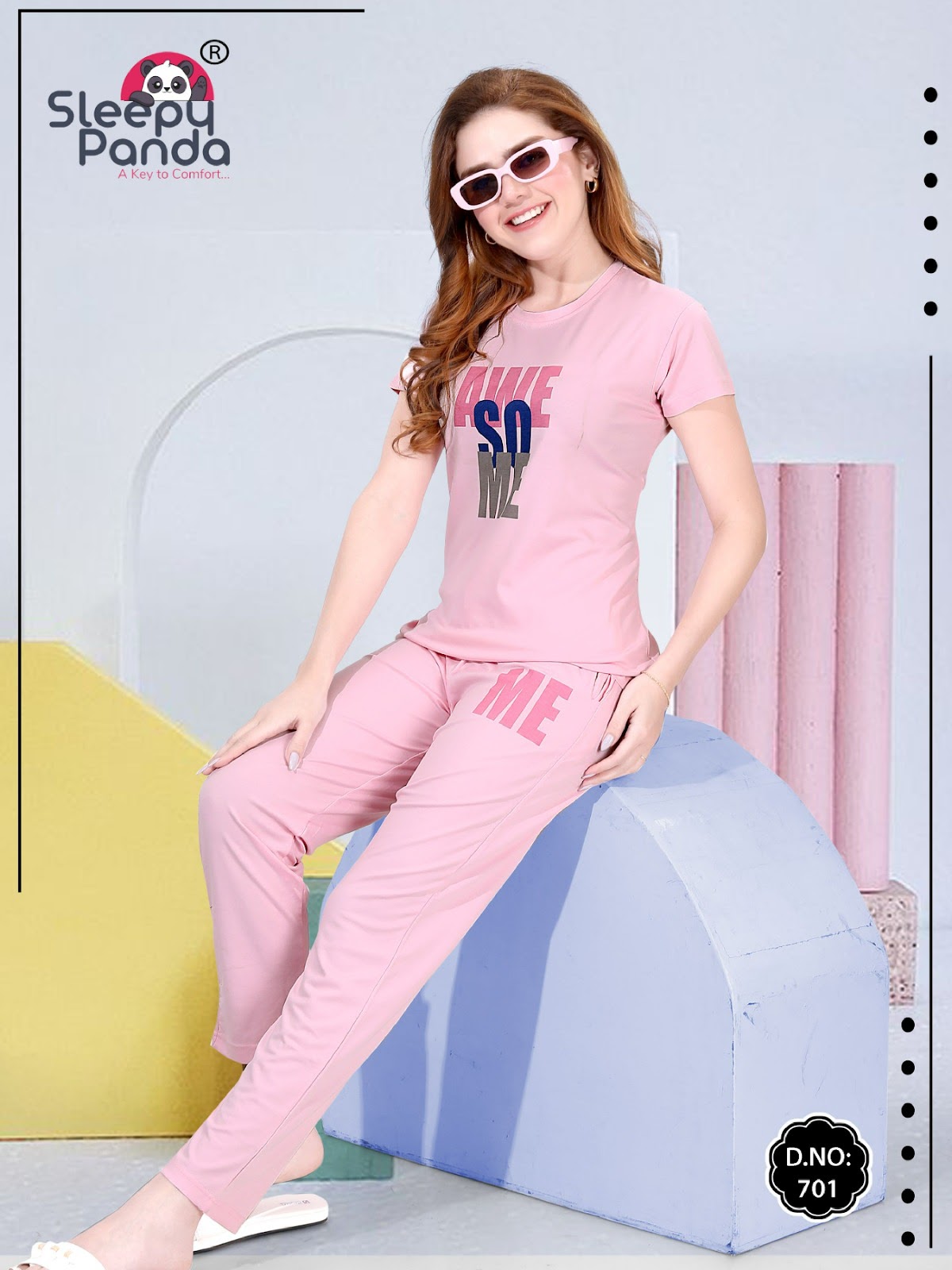 701 Elora Sleepy Panda Tencil Pyjama Night Suits Manufacturer India