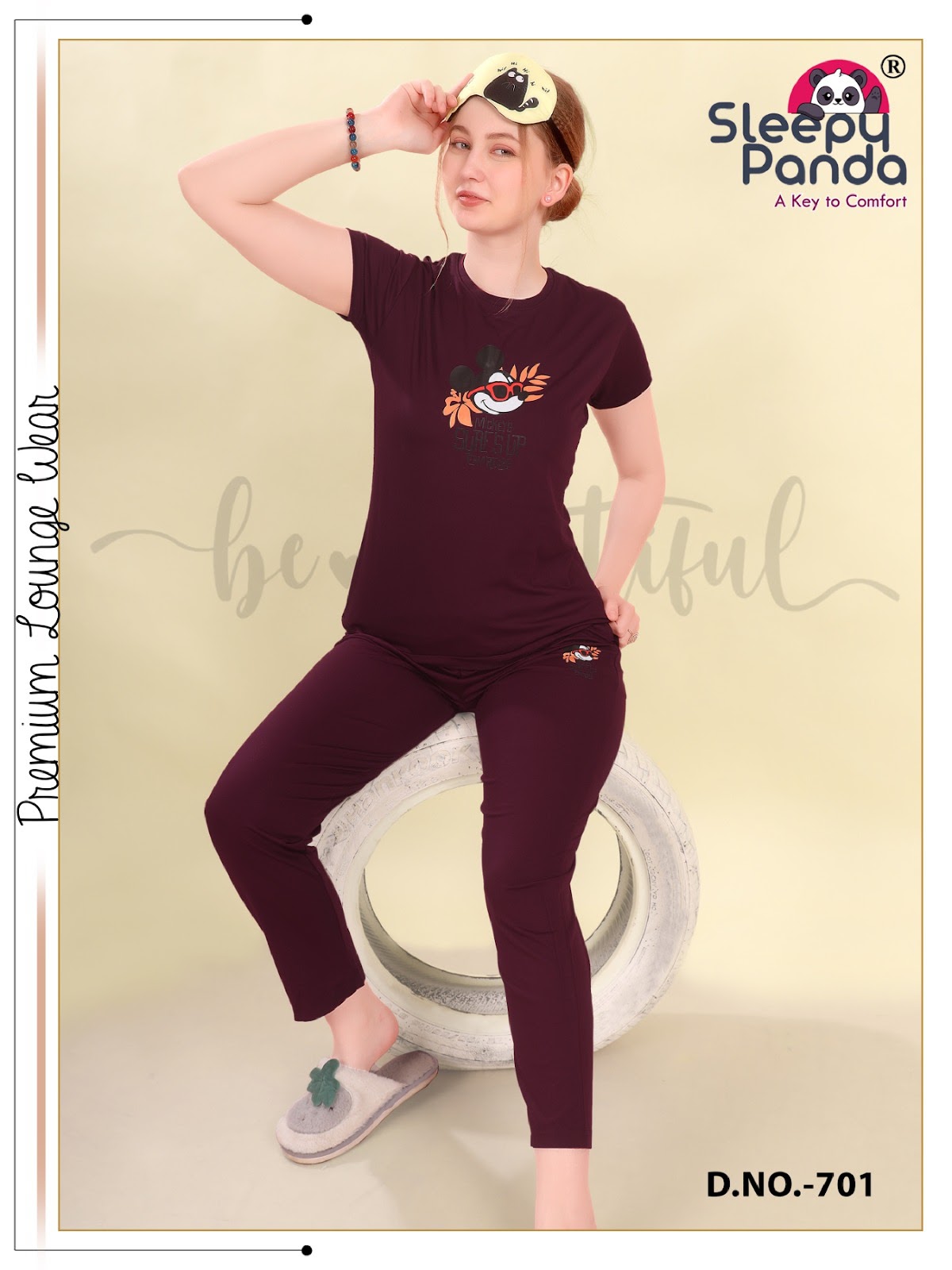 701 Elvy Sleepy Panda Tencil Lycra Co Ord Set Wholesale Price