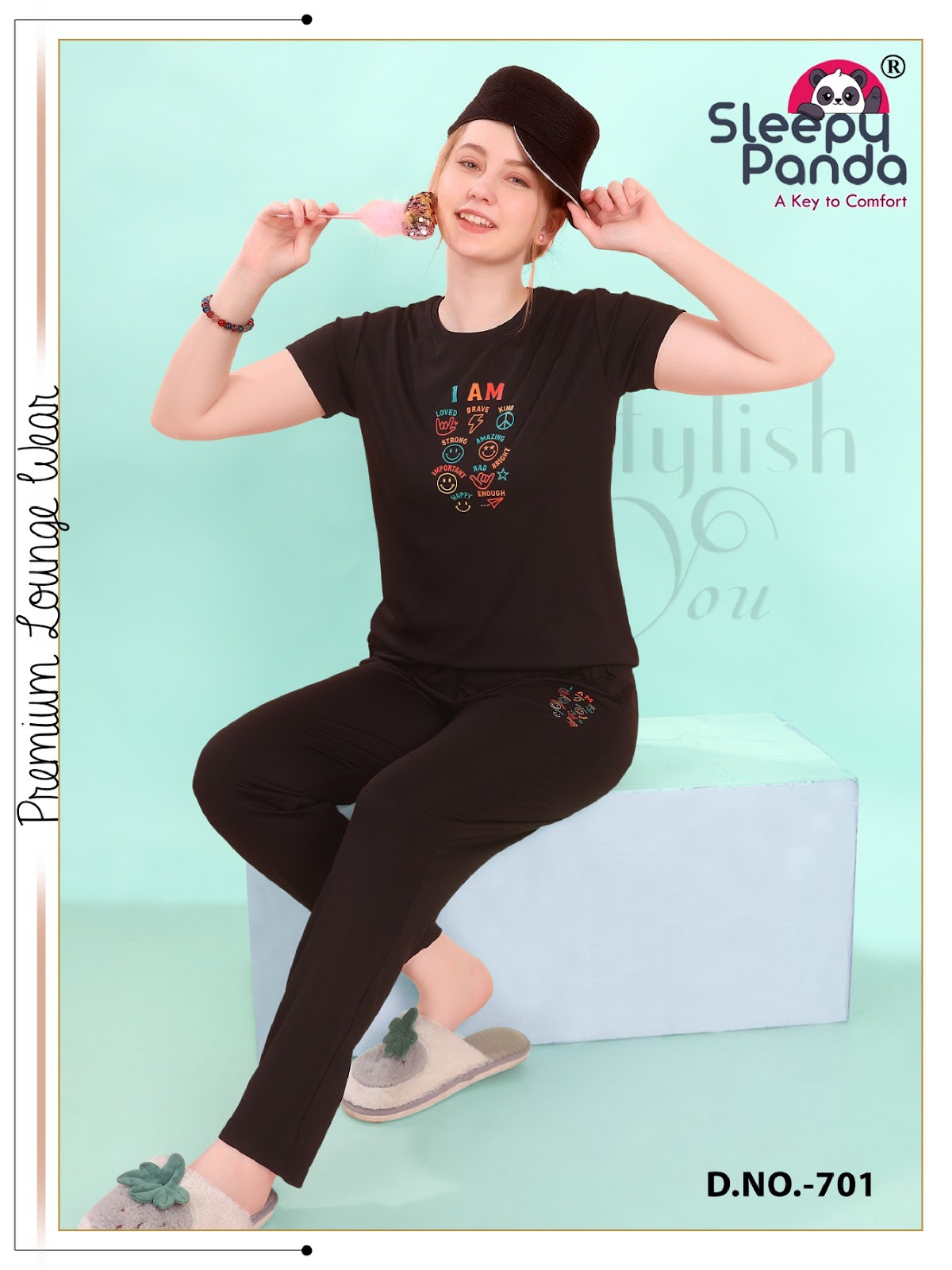 701 Elvy Sleepy Panda Tencil Lycra Co Ord Set Wholesale Price